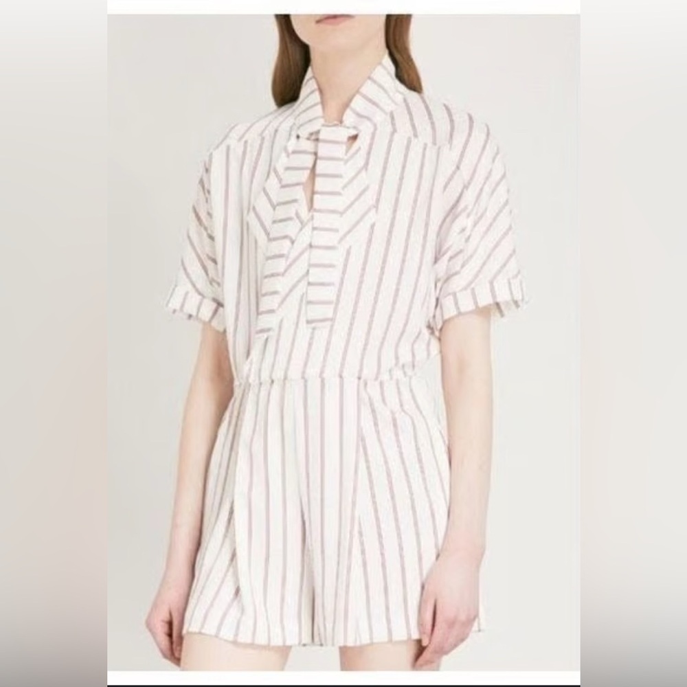 Maje Imaly Striped White and Red Women's Jumpsuit Romper
